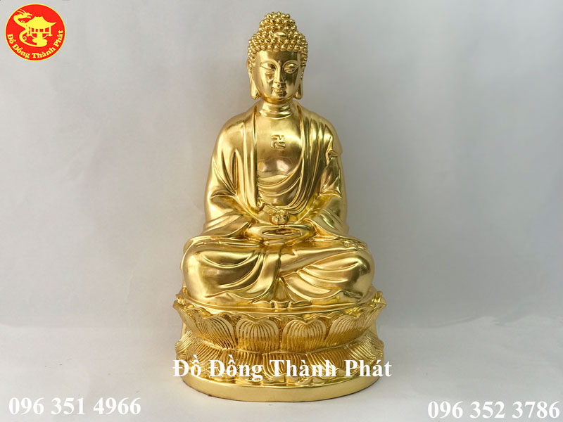 Tượng Phật A Di Đà Ngồi Đài Sen Mạ Vàng 24k
