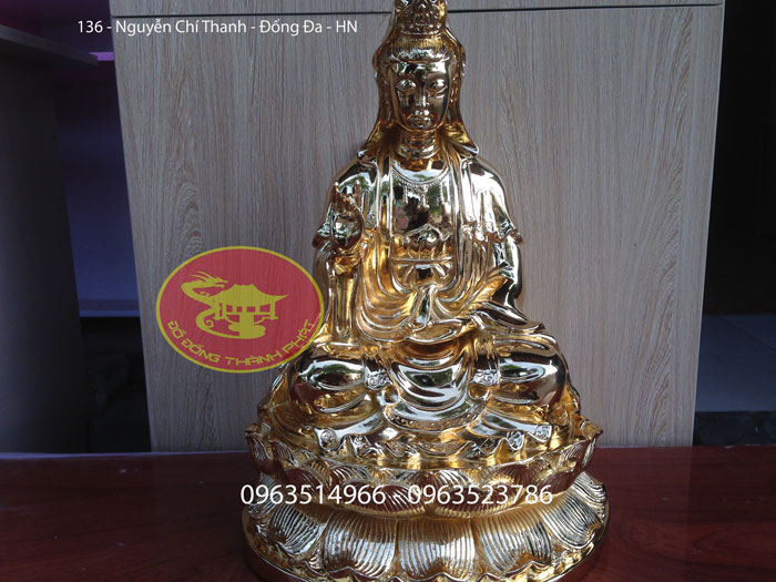 Tượng Phật Quán Thế Âm Mạ Vàng 24 k Cao 68 cm