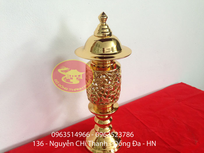 Đèn Thờ Phật Qang Quả DỨa Mạ Vàng 24 k