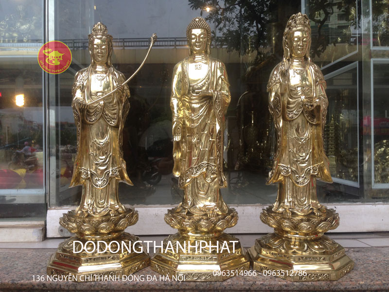 Bộ Tượng Phật Tây Phương Tam Thánh Bằng Đồng
