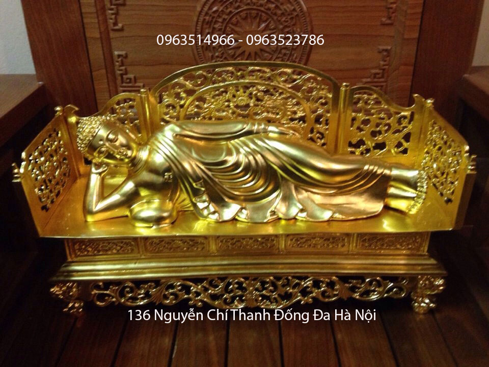 Tượng Phật Bằng Đồng Nhập Liết Bàn Dát Vàng 9999