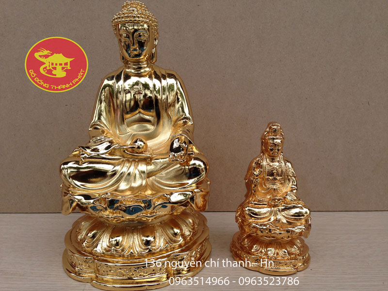 Tượng Phật A Di Đa Tiếp Dẫn Mạ Vàng 24 k