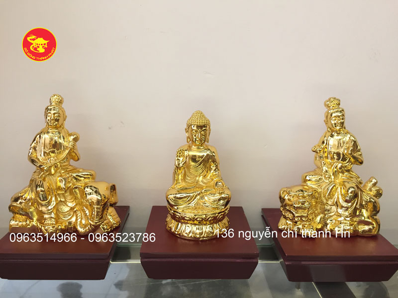 Bộ Tượng Tam Phật Mạ Vàng 24 k