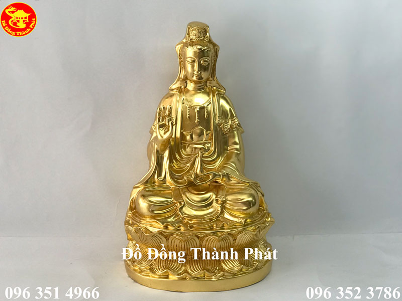 Tượng Phật Quán Thế Âm Bồ Tát Bằng Đồng Mạ Vàng 24k