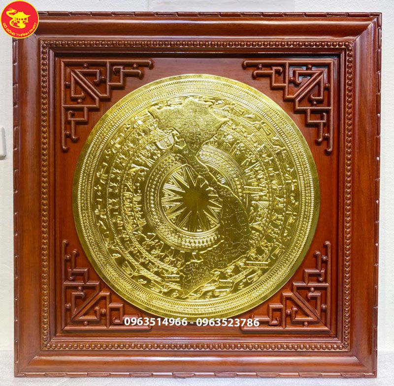 Hoàn Thiện Tranh Mặt Trống Dát Vàng 9999 Khung 88 cm