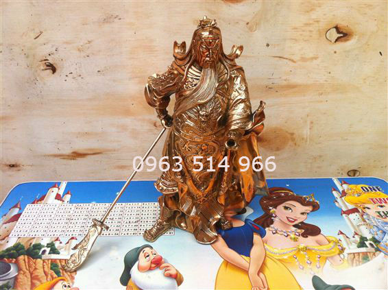 tượng đồng mỹ nghệ tượng quan công đồng vàng đẹp cao 23 cm