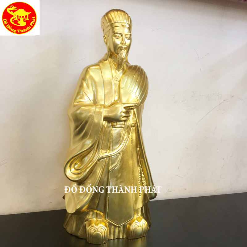Tượng Khổng Minh bằng Đồng dát vàng 9999