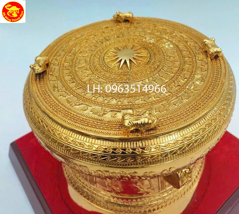trống đồng quà tặng mạ vàng 24 k để bàn làm việc