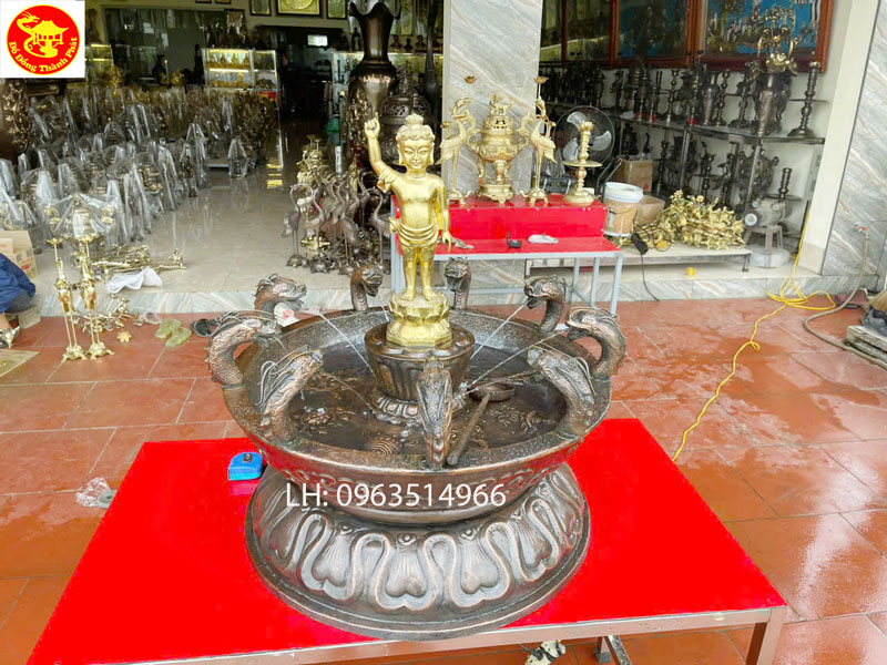 chậu tắm phật bằng đồng hoàn thiện cho anh khách tại Thái Bình, Hà Nam