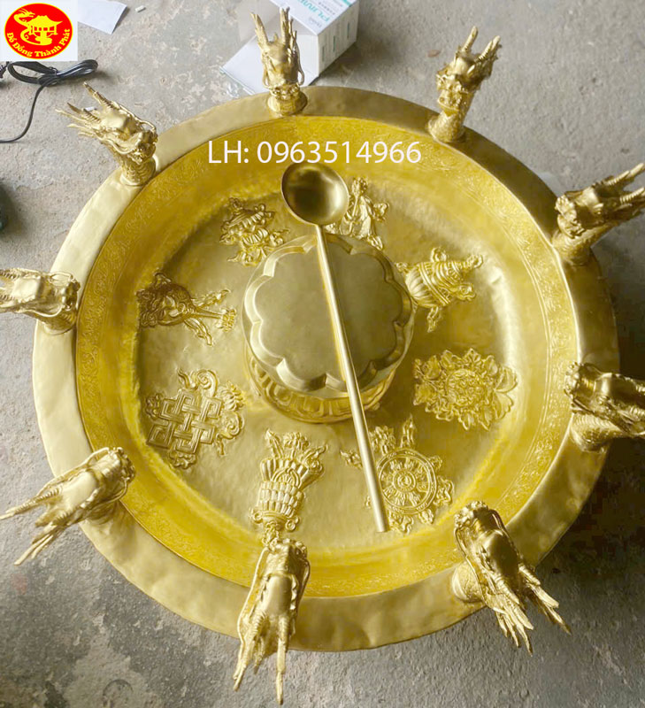 hoàn thiện chậu tắm phật cửu long bằng đồng cho khách tại Vĩnh phúc