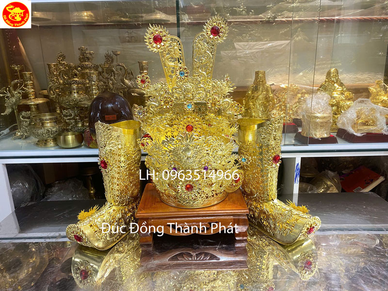 hoàn thiện bộ mũ hia thoe bằng đồng đẹp