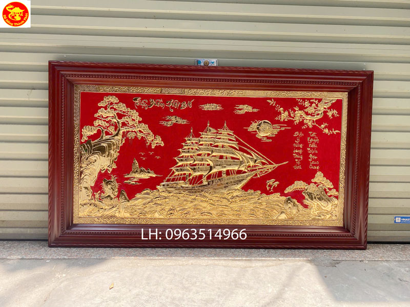 tranh thuận buồm xuôi gió bằng đồng mạ vàng 24 k