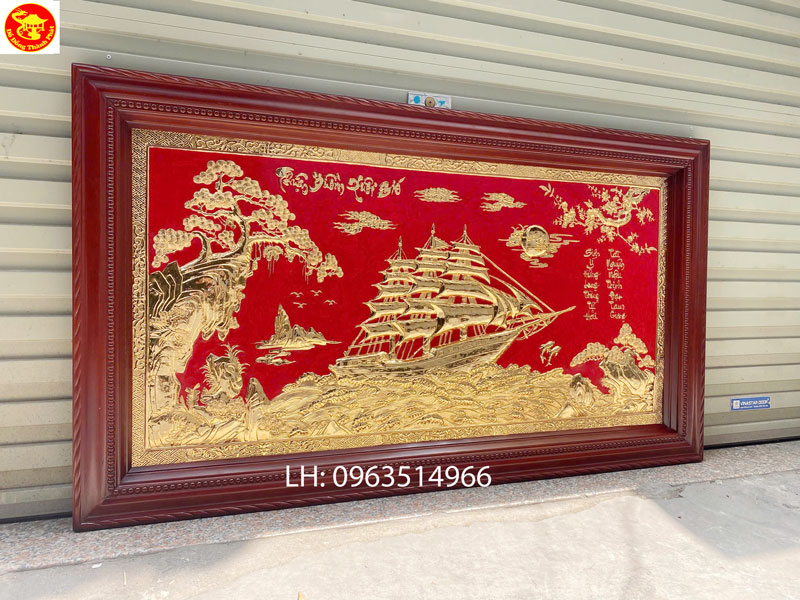 mẫu tranh thuận buồm xuôi gió bằng đồng mạ vàng 24 k