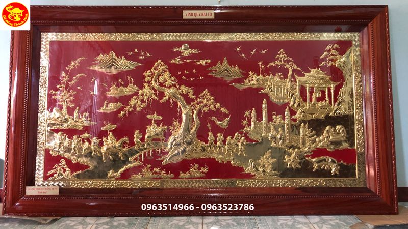 tranh đồng vinh quy bái tổ mạ vàng 24 k bán ở Hà Nội