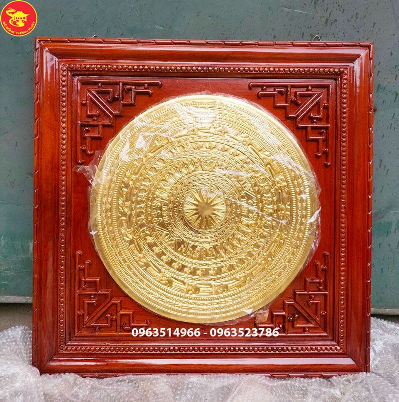 mặt trống đồng dát vàng 9999 hoàn thiện bàn giao khách Hà Nội