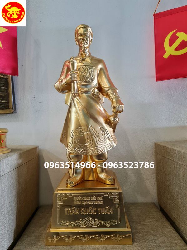 tượng hưng đạo đại vương trần quốc tuấn cao 50 cm dát vàng 9999