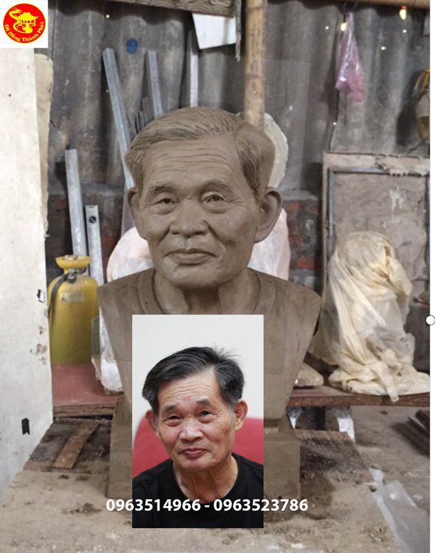 hoàn thiện bức tượng đồng chân dung bán thân cho khách Long biên Hà Nội