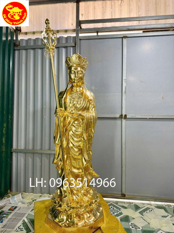 đúc tượng đồng bồ tát địa tạng dát vàng 9999