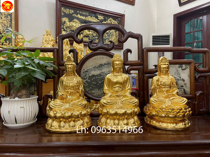 tượng tam thế phật, tượng tây phương tam thánh cao 50 cm