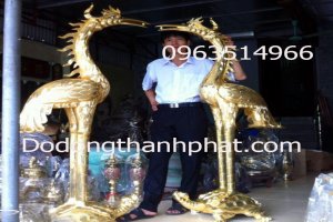 Đồ Thờ cúng Mạ Vàng Hạc trầu Ngậm Ngọc 1,8 m
