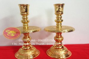 Đôi Đèn Cầy Mạ Vàng 24 k