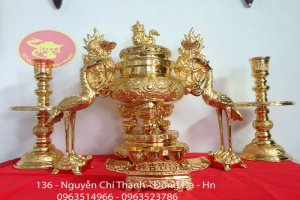 Bộ Đồ Thờ Cúng Ngũ Sự Mạ Vàng 24 k