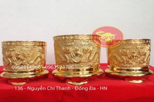 Bộ Bát Nhang Đồng Mạ Vàng 24 k