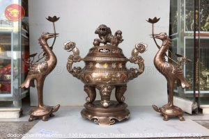 Bộ Đỉnh Đồng Ngũ Sắc Tam Sự 60 Hạc