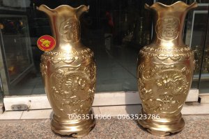 Lọ Lục Bình Bằng Đồng Mẫu Long Phụng 60