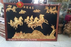 Tranh Đồng Bát Mã Thành Công Thiếp Vàng 9999
