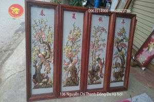 Tranh Đồng Tứ Quý Khung Trúc Đẹp