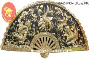Tranh Quạt Đồng Cửu Ngư Quần Hội