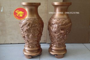 Đôi Lọ Đồng Mộc Đồng Đỏ Tứ Linh 50