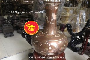 Lọ Lục Bình Củ Tỏi Khảm Ngũ Sắc