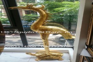 Hạc Đồng Nhà Thờ Họ Mạ Vàng 24 k