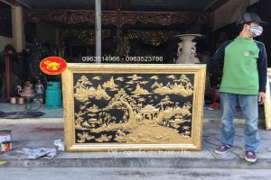 Tranh đồng Quê Mạ Vàng 24 k Khung Đồng