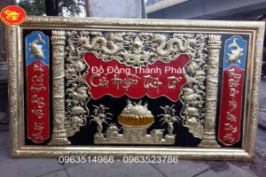 Bức Cửu Huyền Thất Tổ Song Long Trầu Nguyệt