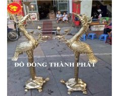 Đôi Hạc Trầu Đồng Cát Tút Cao 1,3 m Ngậm Sen Cực Đẹp