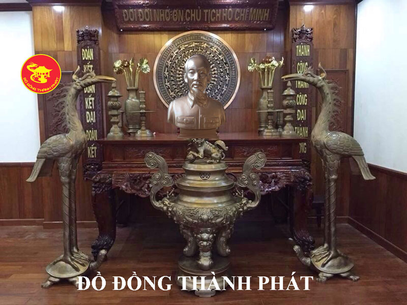Đôi Hạc Đồng Phòng Thờ Bác Hồ Cao 1,65 m