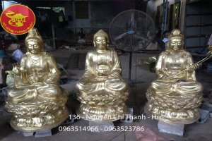 Đúc Tượng Đồng Tam Thánh Tây Phương Bằng Đồng Cao 1,08 m