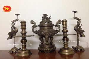 Bộ Đồ Thờ Cúng Đồng Ngũ Sự Hun Giả Cổ 65