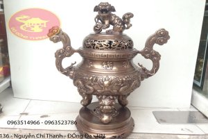 Bộ ĐỈnh Đồng Thờ Cúng Hun Lâu Giả Cổ 60
