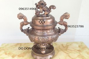 Bộ Đỉnh Đồng Dơi Vạn Hun Lâu Giả Cổ Cao 60 cm