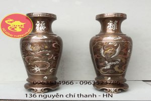 Lọ Lục Bình Băng Đồng Khảm Ngũ Sắc Cao 55 cm