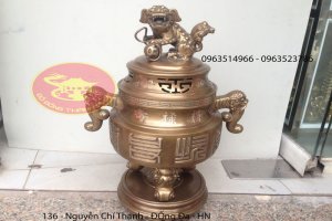 Đỉnh Đồng Thờ Cúng Tai Cui Khảm Tam Khí 60